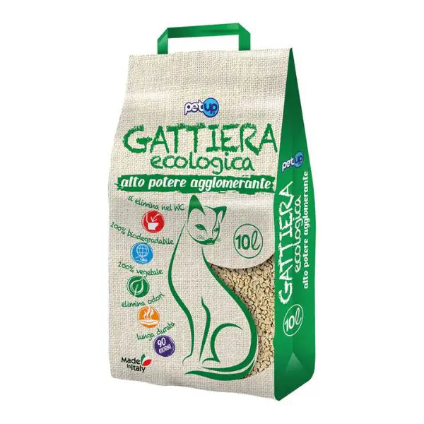 Lettiera ecologica agglomerante inodore Gattiera PetUp  10 litri bauzaarit.myshopify.com