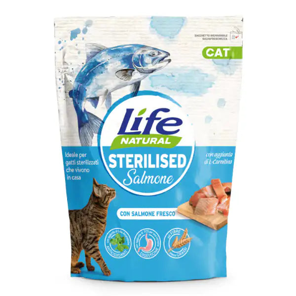 LifeCat Natural Adult Sterilised Low Grain Salmone fresco   bauzaarit.myshopify.com