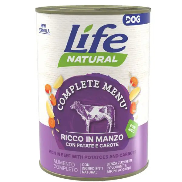 Life Dog Complete Menu umido per cani 400 gr  Manzo a pezzettoni con patate e carote bauzaarit.myshopify.com