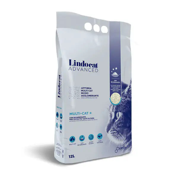 Lindocat Advanced Multi-Cat lettiera agglomerante in bentonite bianca con bicarbonato   bauzaarit.myshopify.com