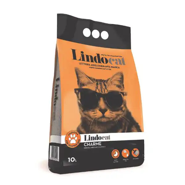 Lindocat Charme lettiera agglomerante in bentonite bianca profumata   bauzaarit.myshopify.com