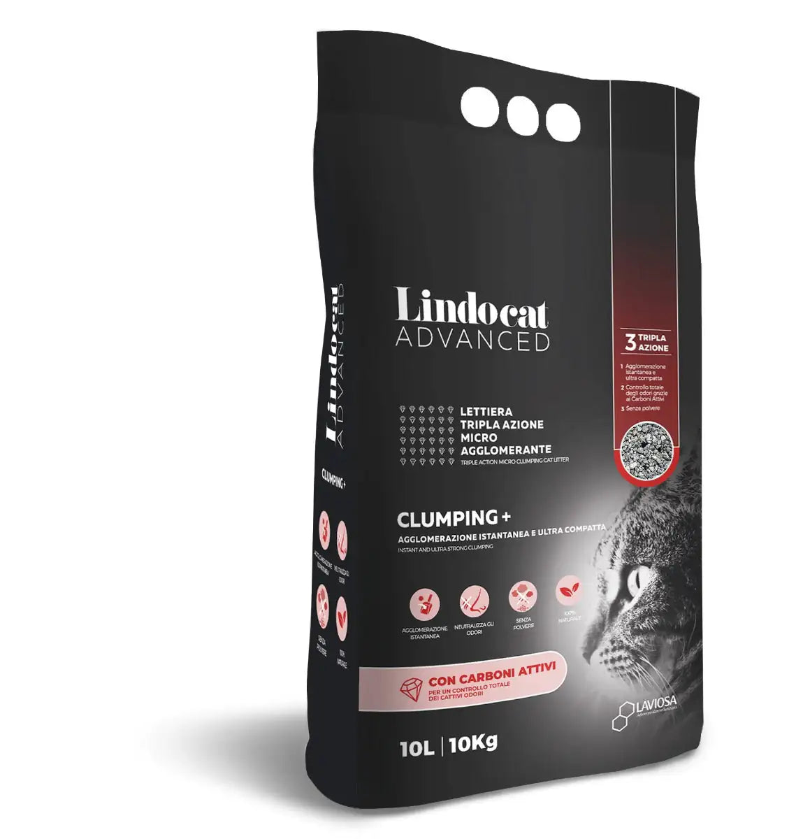 Lindocat Clumping Plus lettiera micro-agglomerante in bentonite naturale Tripla azione  Carboni attivi bauzaarit.myshopify.com