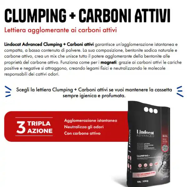 Lindocat Clumping Plus lettiera micro-agglomerante in bentonite naturale Tripla azione   bauzaarit.myshopify.com
