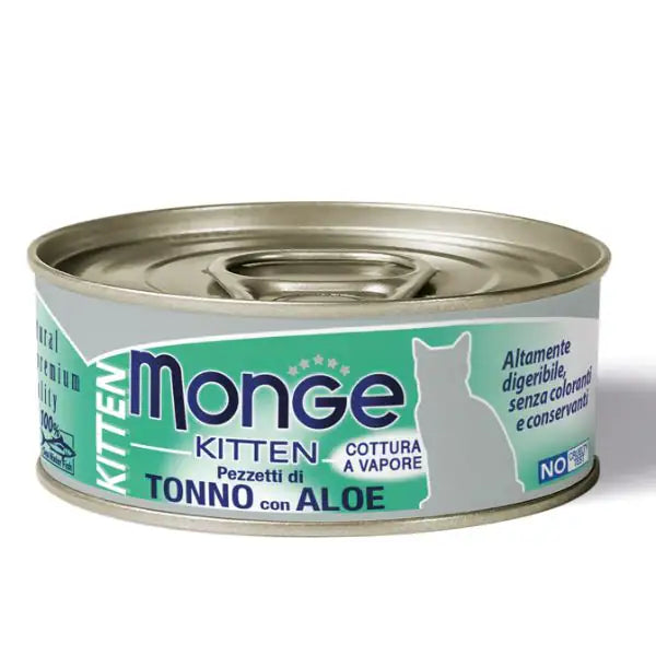 Monge Jelly Kitten cottura al vapore 80 gr  Kitten pezzetti di tonno e aloe bauzaarit.myshopify.com