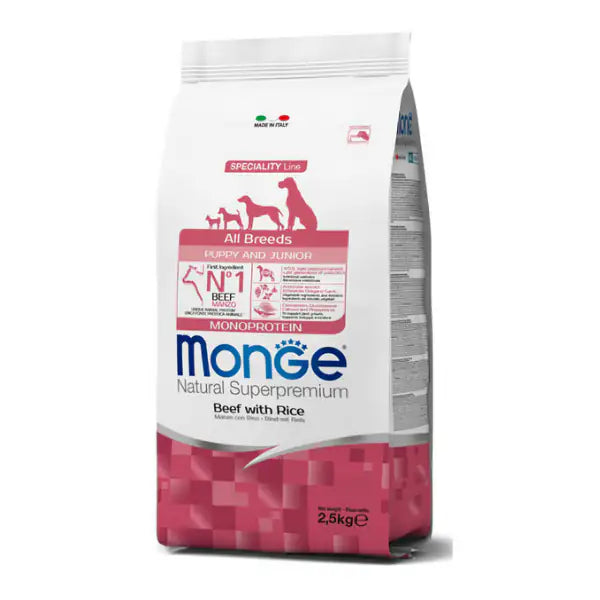 Monge Natural Superpremium All Breeds Puppy & Junior Monoprotein Manzo con Riso  12 kg bauzaarit.myshopify.com