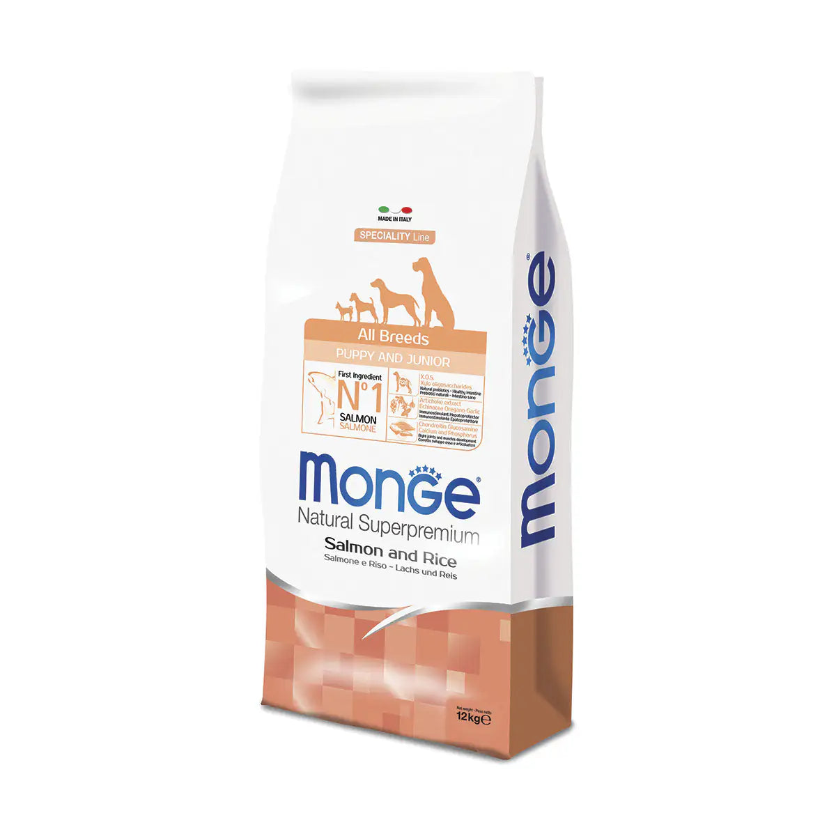 Monge Natural Superpremium All Breeds Puppy & Junior Monoprotein Salmone con Riso  12 kg bauzaarit.myshopify.com
