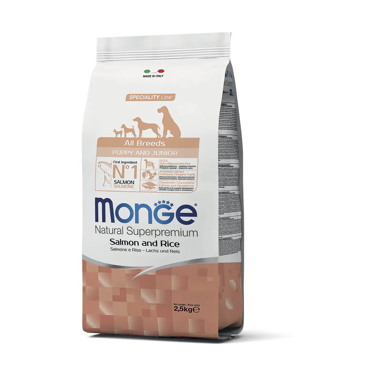 Monge Natural Superpremium All Breeds Puppy & Junior Monoprotein Salmone con Riso  2,5 kg bauzaarit.myshopify.com