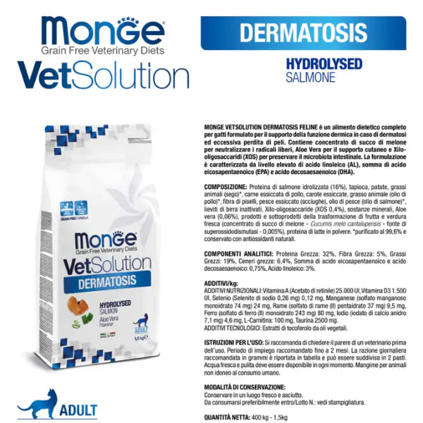 Monge VetSolution Feline Dermatotis Grain Free Adult Salmone   bauzaarit.myshopify.com