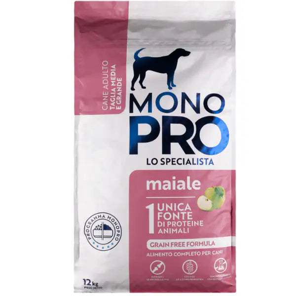 Monopro lo specialista Adult Medium/Large Grain Free Maiale  12 kg bauzaarit.myshopify.com