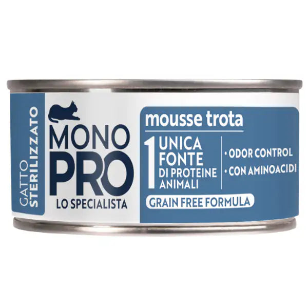 Monopro lo specialista Cat Adult Sterilised Grain free Mousse 85 gr  Trota bauzaarit.myshopify.com