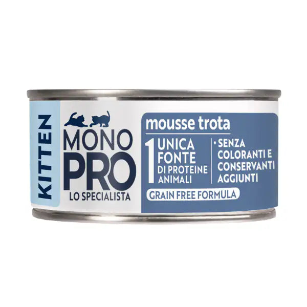Monopro lo specialista Kitten grain Free Patè 85 gr  Trota bauzaarit.myshopify.com