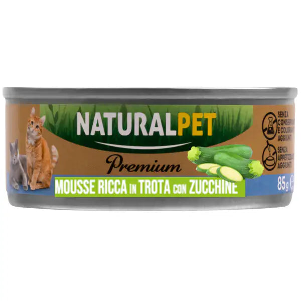 NaturalPet Premium Cat Adult Mousse 85 gr  Trota con zucchine bauzaarit.myshopify.com