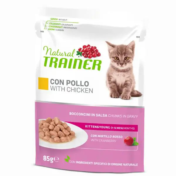 Natural Trainer Kitten&Young Bocconcini in salsa 85 gr  Pollo bauzaarit.myshopify.com