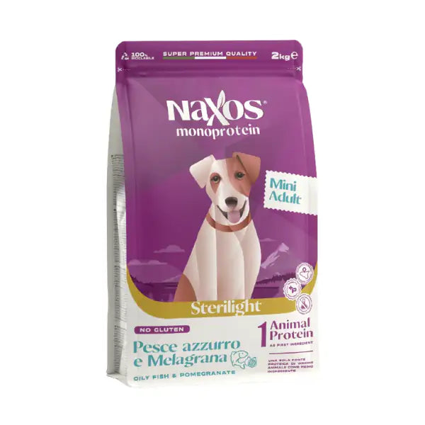 Naxos Monoprotein Sterilight Adult Mini pesce azzurro e melagrana  2 kg bauzaarit.myshopify.com