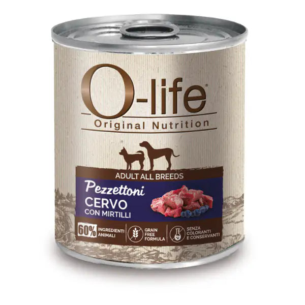 O-life Dog Adult Grain Free Pezzettoni monoproteici 400 gr  Cervo e mirtilli bauzaarit.myshopify.com