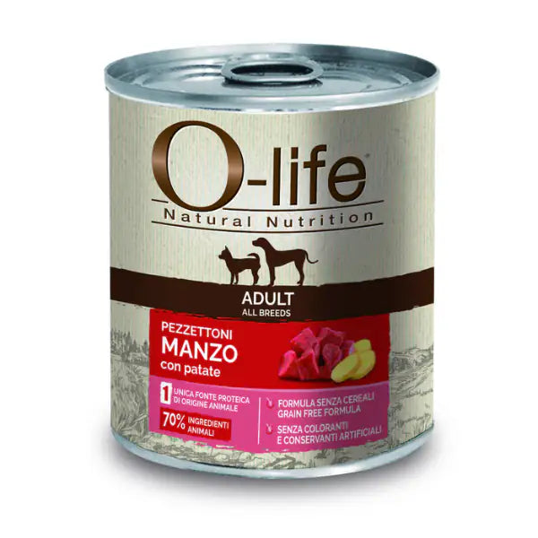 O-life Dog Adult Grain Free Pezzettoni monoproteici 400 gr  Manzo e patate bauzaarit.myshopify.com