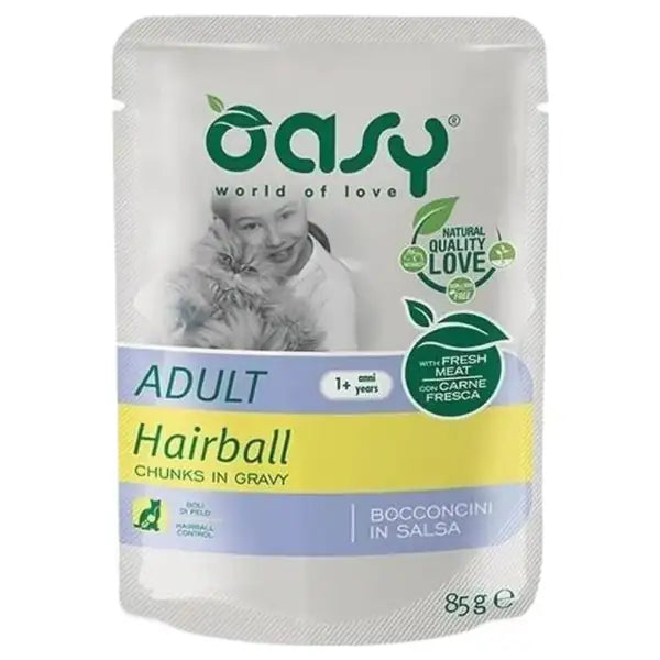 Oasy Cat Adult Bocconcini in salsa Hairball 85 gr  Pollo bauzaarit.myshopify.com