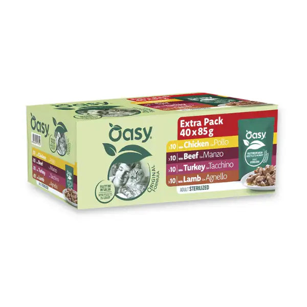 Oasy Cat Adult Sterilized filettini in salsa Multipack 40x85 gr  Carne bauzaarit.myshopify.com