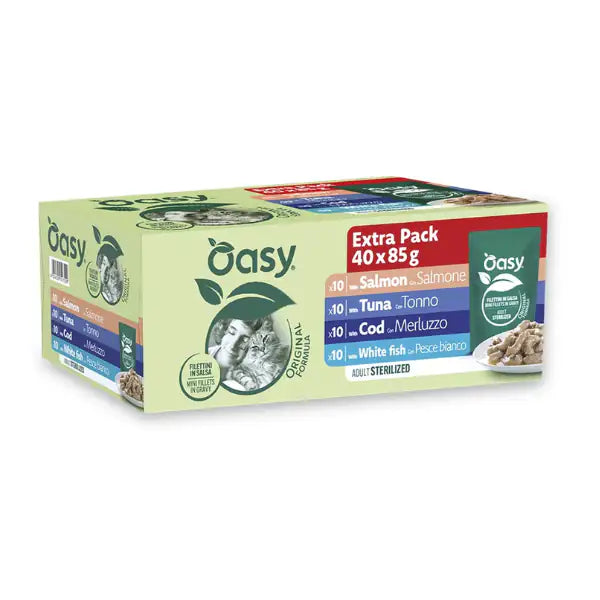 Oasy Cat Adult Sterilized filettini in salsa Multipack 40x85 gr  Pesce bauzaarit.myshopify.com