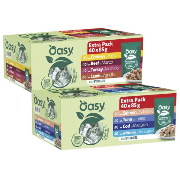 Oasy Cat Adult Sterilized filettini in salsa Multipack 40x85 gr   bauzaarit.myshopify.com
