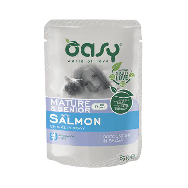 Oasy Cat Mature Bocconcini in salsa 85 gr   bauzaarit.myshopify.com