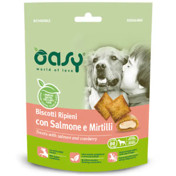 Oasy Dog Biscotti Ripieni 80 gr  Salmone e mirtilli bauzaarit.myshopify.com