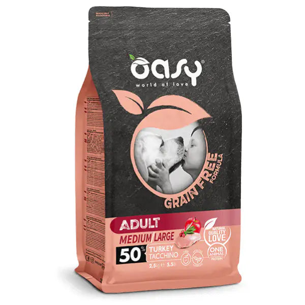 Oasy Grain Free Adult Medium Large Tacchino  12 kg bauzaarit.myshopify.com