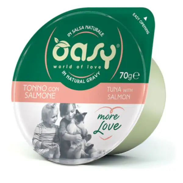 Oasy More Love Cat Green Cup in salsa naturale 70 gr  Tonno e salmone bauzaarit.myshopify.com