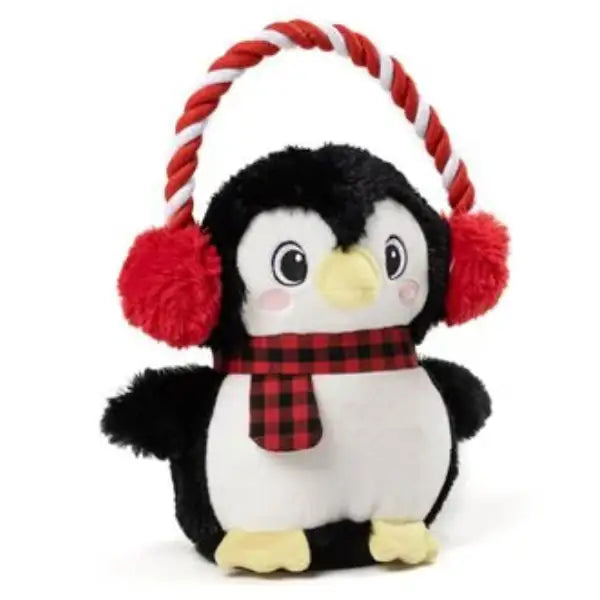 Peluche per cani con corda e squeaker Pinguino Chilly Leopet   bauzaarit.myshopify.com