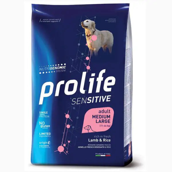 Prolife Cane Adult Sensitive Medium/Large Agnello e Riso  10 kg bauzaarit.myshopify.com
