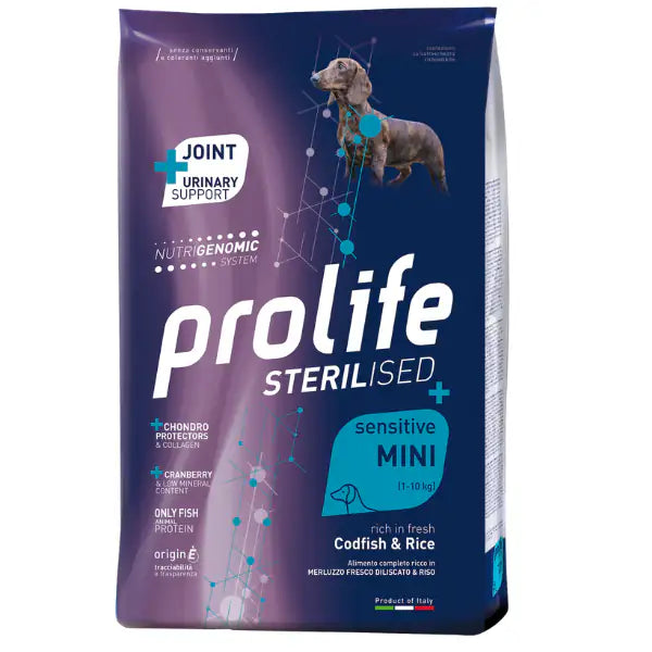 Prolife Sterilised Sensitive Mini Adult Merluzzo e Riso  7 kg bauzaarit.myshopify.com