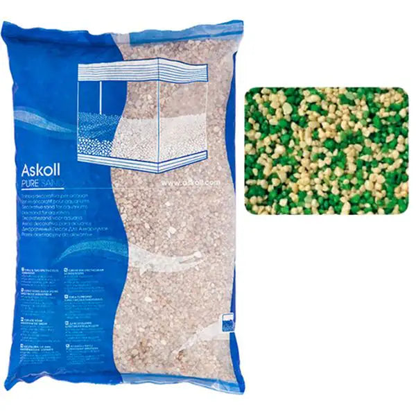 Pure Sand Sabbia decorativa naturale per Acquari Askoll 4 kg  Modello Goblin Mix bianco e verde - granulometria 0,7/1,2 mm - sacco da 4 kg bauzaarit.myshopify.com