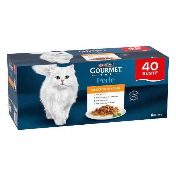Purina Gourmet Perle selezionate Filettini in salsa multipack 40x85 gr  10x Pollo 10x Coniglio 10x Selvaggina 10x Vitello bauzaarit.myshopify.com