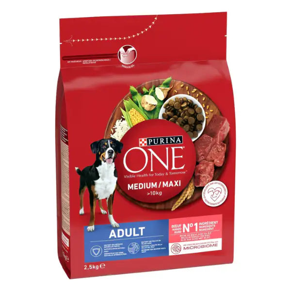 Purina One Dog Adult Medium/Maxi ricco di Manzo e riso   bauzaarit.myshopify.com