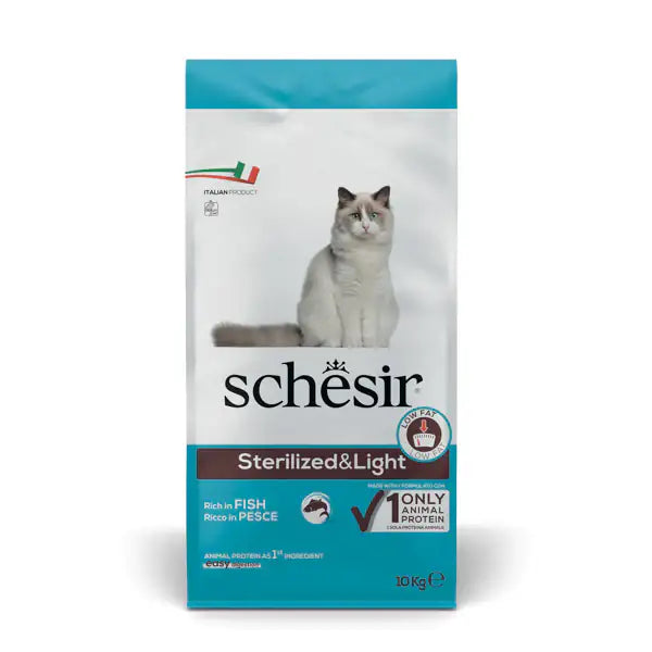 Schesir Cat Dry Sterilised & Light Pesce   bauzaarit.myshopify.com