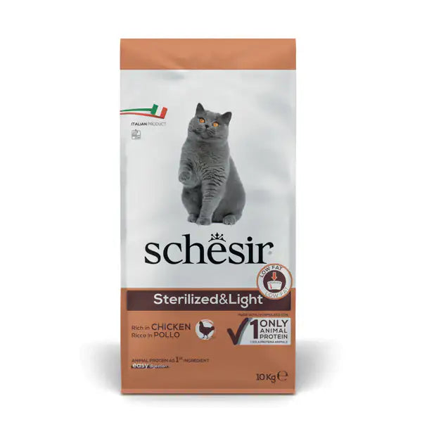 Schesir Cat Dry Sterilized and Light Pollo  10 kg bauzaarit.myshopify.com