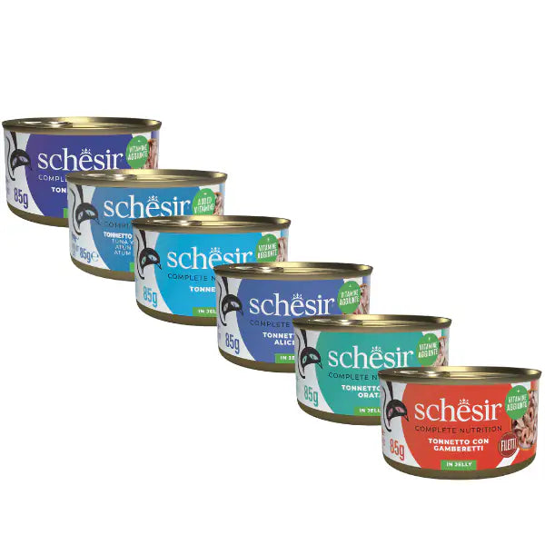 Schesir Cat Soft Adult filetti in gelatina alimento completo lattina 85 gr   bauzaarit.myshopify.com