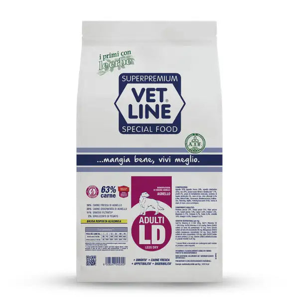 Vet Line Secco Cane Adult Less Dry Agnello   bauzaarit.myshopify.com
