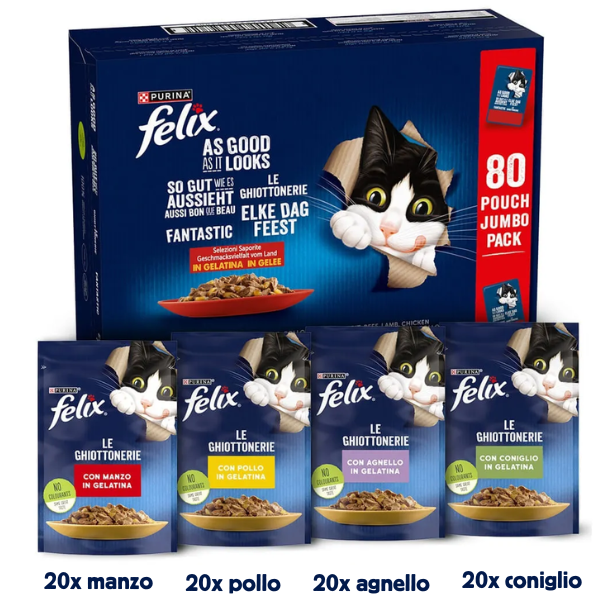 Purina Felix le Ghiottonerie in gelatina Multipack 80x85 gr