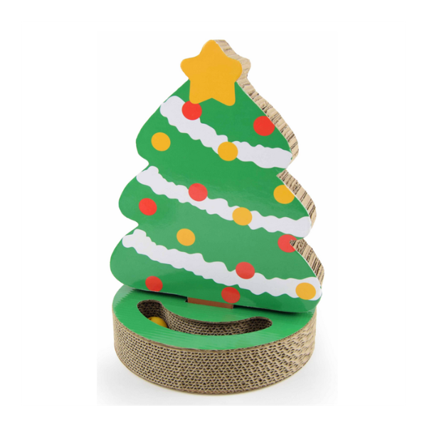 Tiragraffi Cartone Albero di Natale con palline integrate Leopet